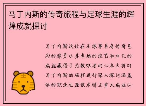 马丁内斯的传奇旅程与足球生涯的辉煌成就探讨